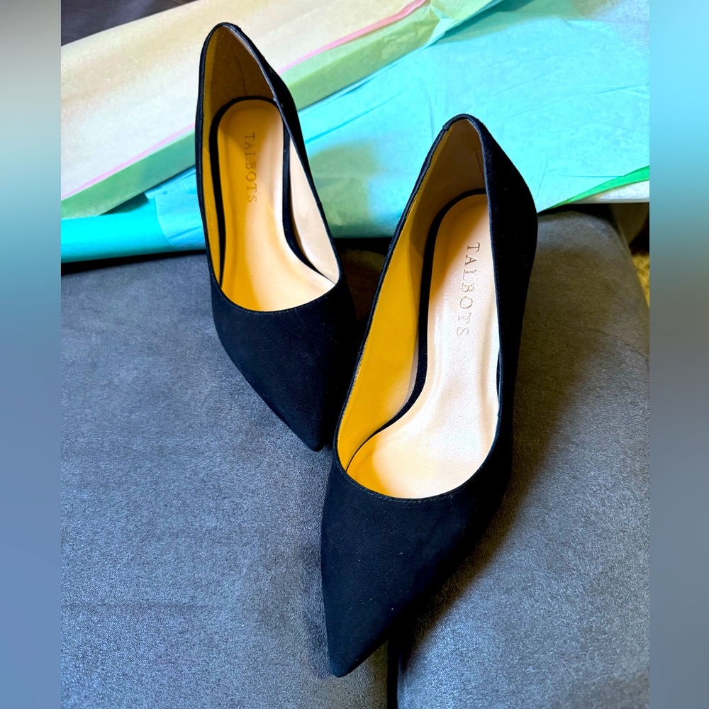 Talbots black suede pump size 5. 2 inch heel
